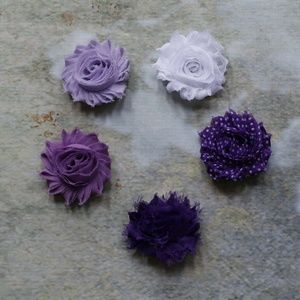 New set of 5 shabby chic hair clips